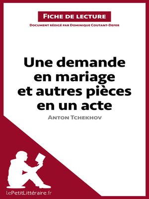 cover image of Une demande en mariage et autres pièces en un acte de Anton Tchekhov (Fiche de lecture)